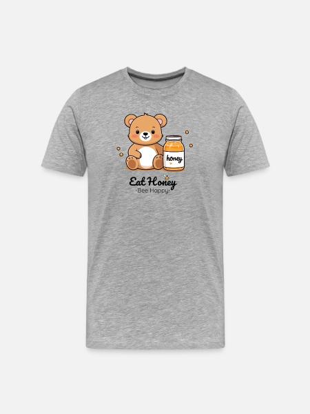 Cuddly bear with honey jar - Men's Premium Organic T-Shirt - heather grey