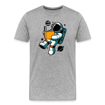 Reading astronaut: Learning in weightlessness - Men's Premium Organic T-Shirt - heather grey - Front - Damien (186cm)