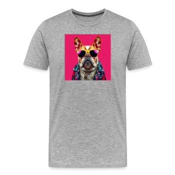 Bulldog avec du style - T-shirt bio Premium Homme - gris chiné - Devant - Damien (186cm)