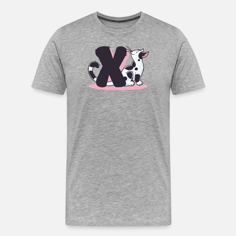 Katze Buchstabe X - Männer Premium Bio T-Shirt - Grau meliert