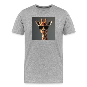 Girafe stylée - T-shirt bio Premium Homme - gris chiné - Devant - Damien (186cm)