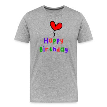 HAPPY BIRTHDAY. HAPPY BIRTHDAY. ANNIVERSARY. - Men's Premium Organic T-Shirt - heather grey - Front - Damien (186cm)