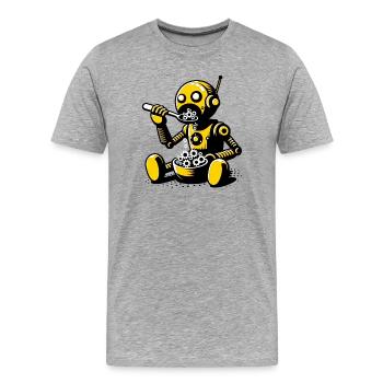 Außerirdischer außerirdischer Roboter - Männer Premium Bio T-Shirt - Grau meliert - Vorne - Damien (186cm)