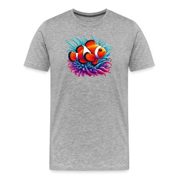 Poisson-clown - T-shirt bio Premium Homme - gris chiné - Devant - Damien (186cm)