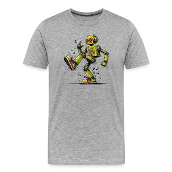 Außerirdischer außerirdischer Roboter tanzt - Männer Premium Bio T-Shirt - Grau meliert - Vorne - Damien (186cm)