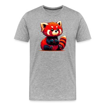 Kleiner Panda - Männer Premium Bio T-Shirt - Grau meliert - Vorne - Damien (186cm)