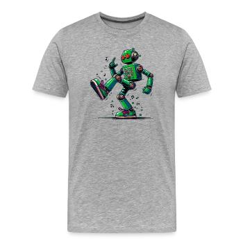 Außerirdischer außerirdischer Roboter tanzt - Männer Premium Bio T-Shirt - Grau meliert - Vorne - Damien (186cm)