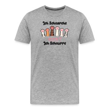 Lustiger Spruch Ich Schnarche nicht, ich schnurre - Männer Premium Bio T-Shirt - Grau meliert - Vorne - Damien (186cm)