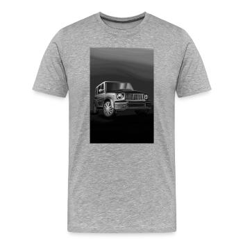 Impression d’art SUV noir et blanc - T-shirt bio Premium Homme - gris chiné - Devant - Damien (186cm)