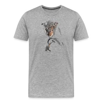Schimpanse - Männer Premium Bio T-Shirt - Grau meliert - Vorne - Damien (186cm)