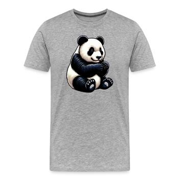 Panda - Männer Premium Bio T-Shirt - Grau meliert - Vorne - Damien (186cm)