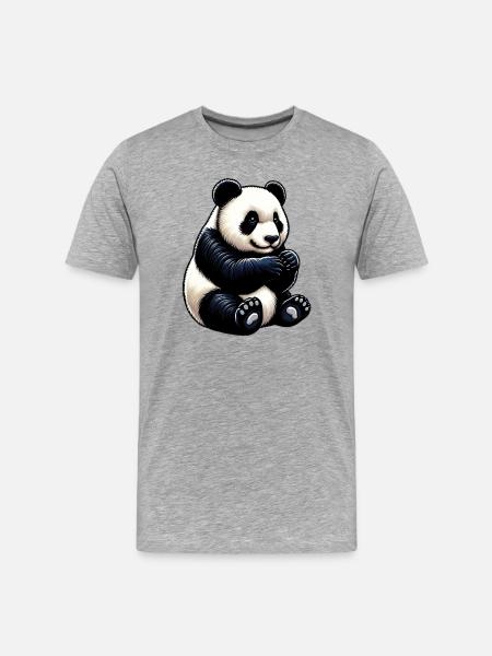 Panda - Men's Premium Organic T-Shirt - heather grey