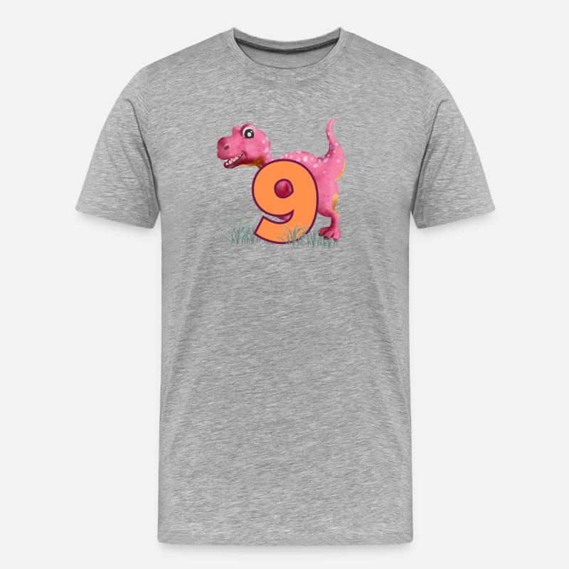Nr.9 Dino - Männer Premium Bio T-Shirt - Grau meliert