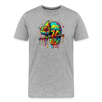 Caméléon - T-shirt bio Premium Homme - gris chiné - Devant - Damien (186cm)
