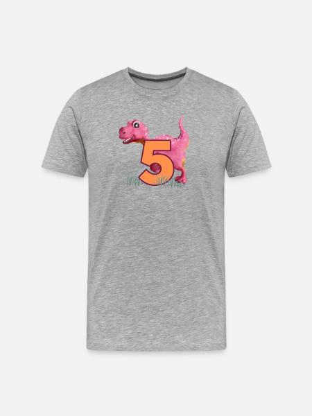No.5 Dino - Men's Premium Organic T-Shirt - heather grey