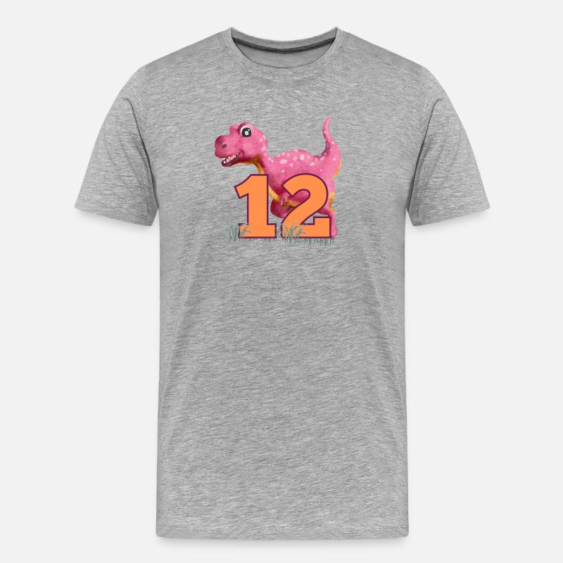 Nr.12 Dino - Männer Premium Bio T-Shirt - Grau meliert