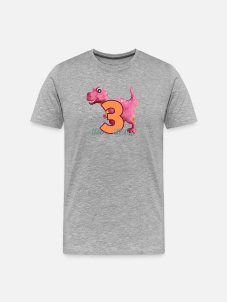 No.3 Dino - Men's Premium Organic T-Shirt - heather grey
