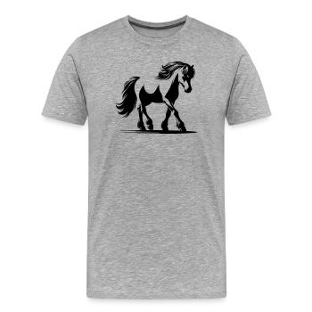 Cheval Poney de selle allemand - T-shirt bio Premium Homme - gris chiné - Devant - Damien (186cm)