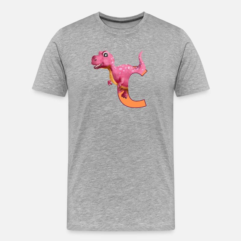 C - DINOSAURIER, Personalisierbar - Männer Premium Bio T-Shirt - Grau meliert