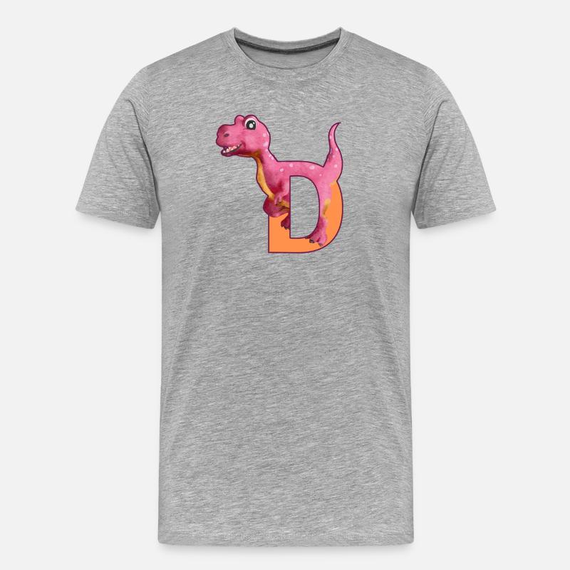 D - DINOSAURIER, Personalisierbar - Männer Premium Bio T-Shirt - Grau meliert