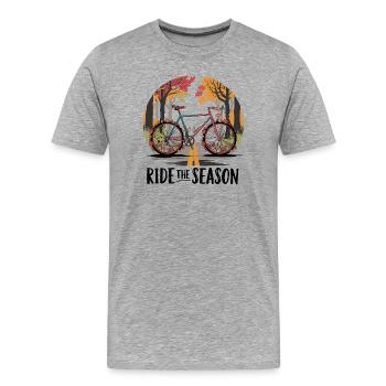 Scène de route cyclable d’automne - T-shirt bio Premium Homme - gris chiné - Devant - Damien (186cm)