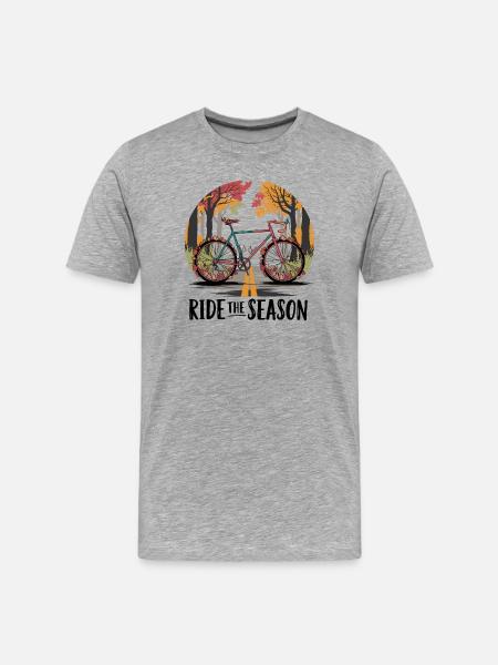 Autumn Bicycle Road Scene - Men's Premium Organic T-Shirt - heather grey