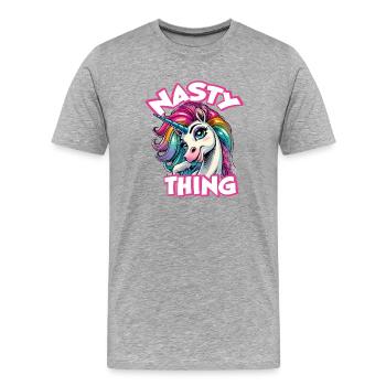 Nasty little Unicorn - Männer Premium Bio T-Shirt - Grau meliert - Vorne - Damien (186cm)