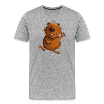 Drolliger Wombat Australien Wildtiere - Männer Premium Bio T-Shirt - Grau meliert - Vorne - Damien (186cm)