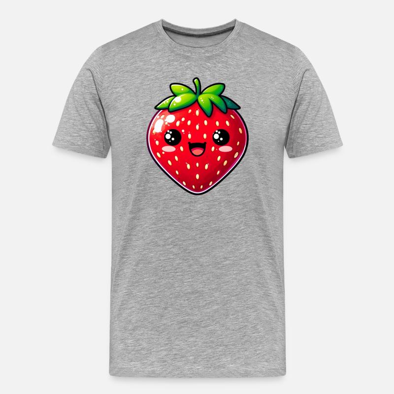 Erdbeeren Erdbeeren - Männer Premium Bio T-Shirt - Grau meliert