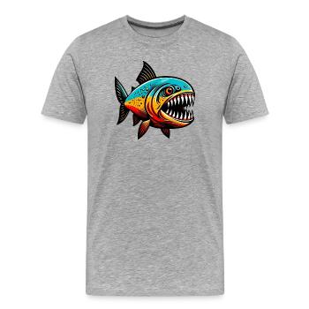 Piranha - Men's Premium Organic T-Shirt - heather grey - Front - Damien (186cm)