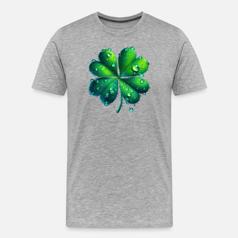 Vierblättriges Kleeblatt - Männer Premium Bio T-Shirt - Grau meliert