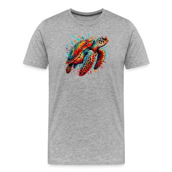 Tortue - T-shirt bio Premium Homme - gris chiné - Devant - Damien (186cm)