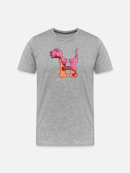 H - DINOSAUR, customizable - Men's Premium Organic T-Shirt - heather grey