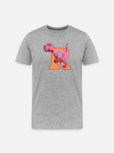 R - DINOSAUR, customizable - Men's Premium Organic T-Shirt - heather grey