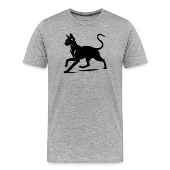 Orientalisch Kurzhaar Katze - Männer Premium Bio T-Shirt - Grau meliert - Vorne - Damien (186cm)
