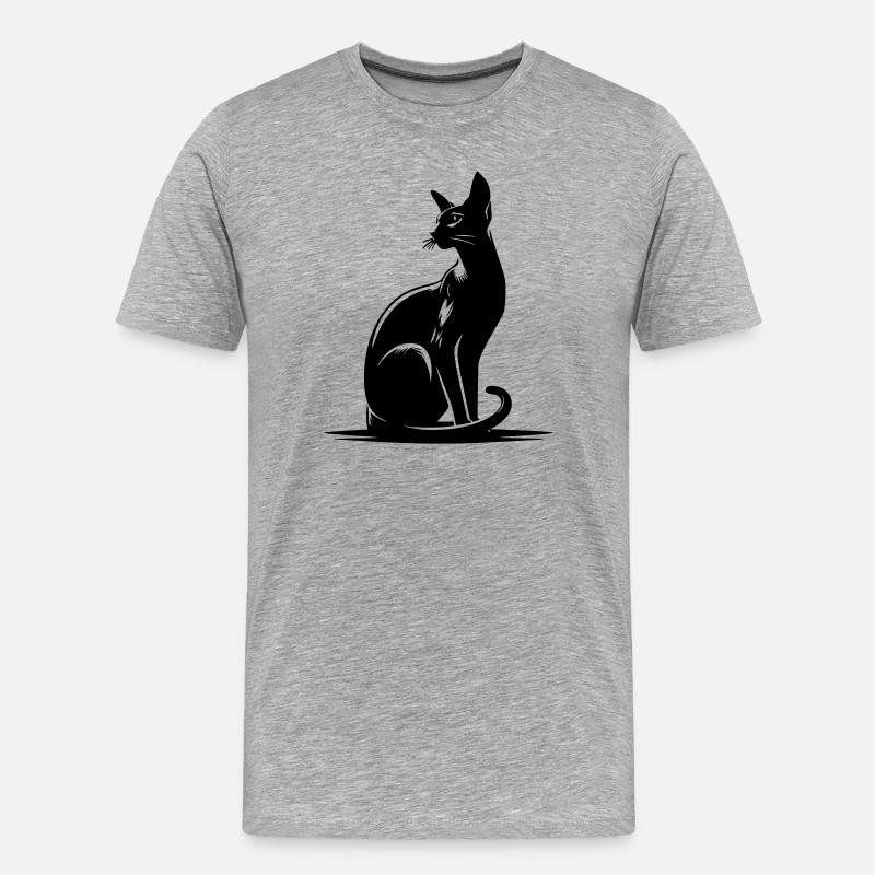 Orientalisch Kurzhaar Katze - Männer Premium Bio T-Shirt - Grau meliert