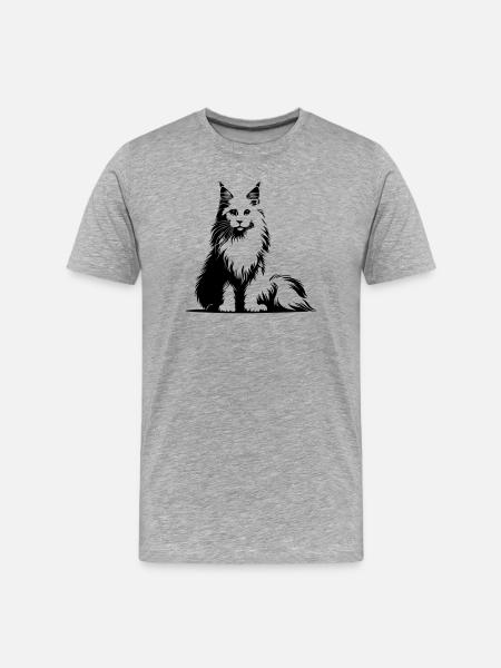 Chat Maine Coon - T-shirt bio Premium Homme - gris chiné