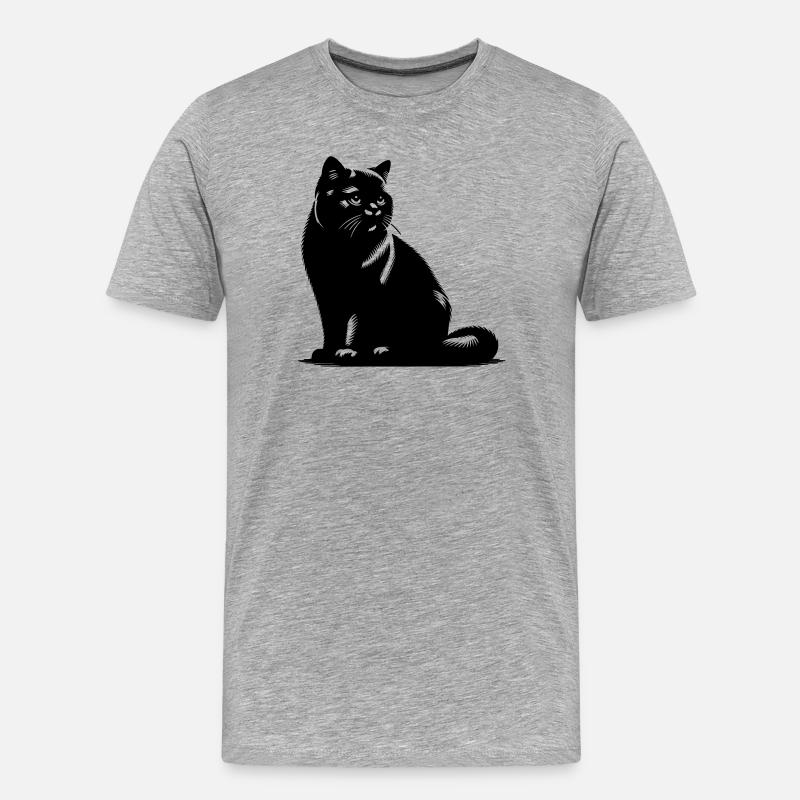 Britisch Kurzhaar Katze - Männer Premium Bio T-Shirt - Grau meliert