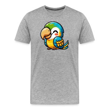 Perroquet - T-shirt bio Premium Homme - gris chiné - Devant - Damien (186cm)
