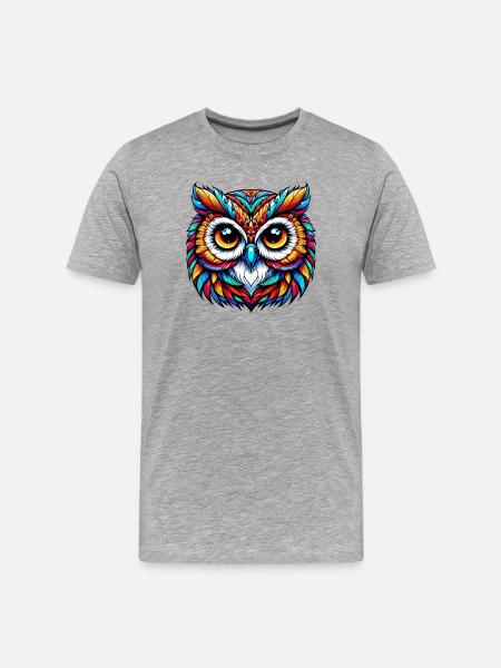 Owl - Men's Premium Organic T-Shirt - heather grey