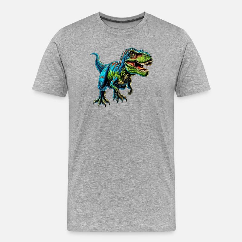Dinosaurier - Männer Premium Bio T-Shirt - Grau meliert