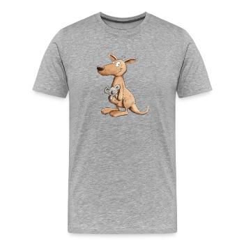 Drolliges Känguru Mit Koala Bär Im Beutel - Männer Premium Bio T-Shirt - Grau meliert - Vorne - Damien (186cm)