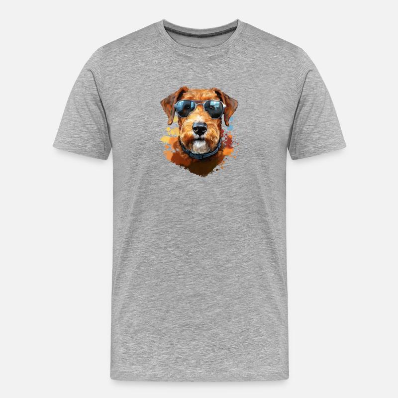 Airedale Terrier mit Sonenbrille - Männer Premium Bio T-Shirt - Grau meliert