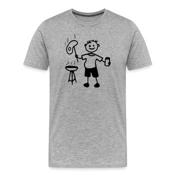 Joie des grillades, du barbecue et des fêtes sur le gril non encadré - T-shirt bio Premium Homme - gris chiné - Devant - Damien (186cm)