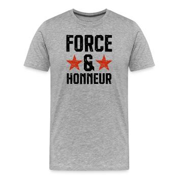 Force et honneur 2 - T-shirt bio Premium Homme - gris chiné - Devant - Damien (186cm)