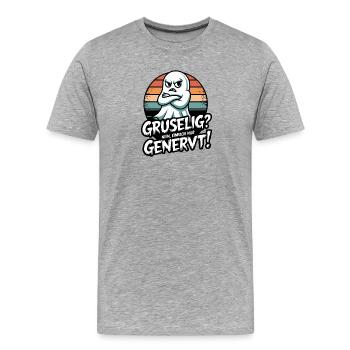 Genervter Geist Gruselige Wut - Männer Premium Bio T-Shirt - Grau meliert - Vorne - Damien (186cm)