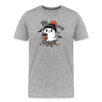 cool ghost with bobble hat & pumpkin spice latte - Men's Premium Organic T-Shirt - heather grey - Front - Damien (186cm)