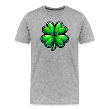 Trèfle à quatre feuilles - T-shirt bio Premium Homme - gris chiné - Devant - Damien (186cm)