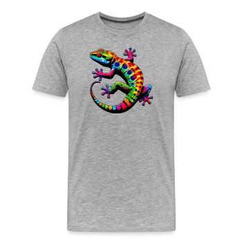 Gecko - T-shirt bio Premium Homme - gris chiné - Devant - Damien (186cm)