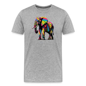 Éléphant - T-shirt bio Premium Homme - gris chiné - Devant - Damien (186cm)